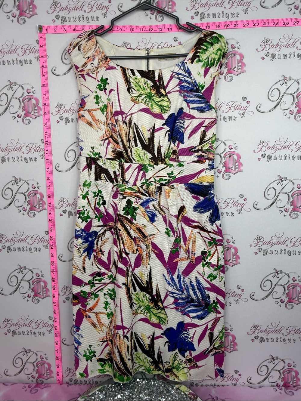 SEIKI Sleeveless Floral Midi Dress in Ivory with Green & Purple